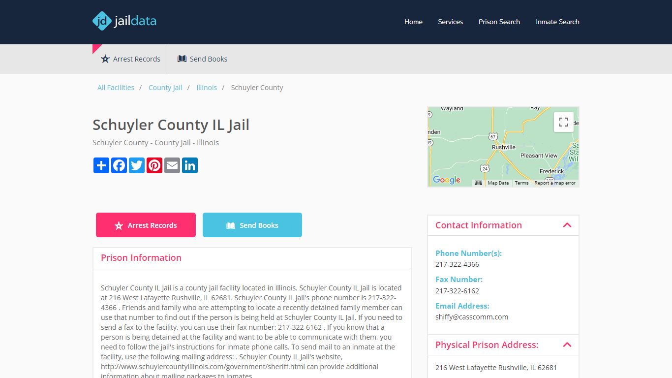 Schuyler County IL Jail Inmate Search and Prisoner Info - Rushville, IL