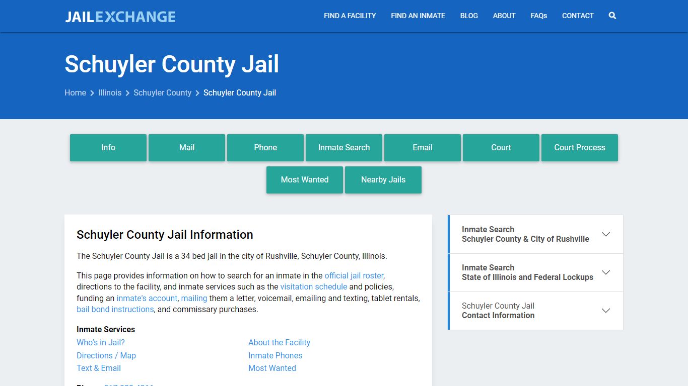 Schuyler County Jail, IL Inmate Search, Information